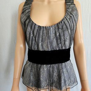 Peter Som Women’s Shimmer Lace & Mesh Covered Blouse